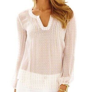 Lilly Pulitzer 'Colby' Silk Metallic Dot Blouse